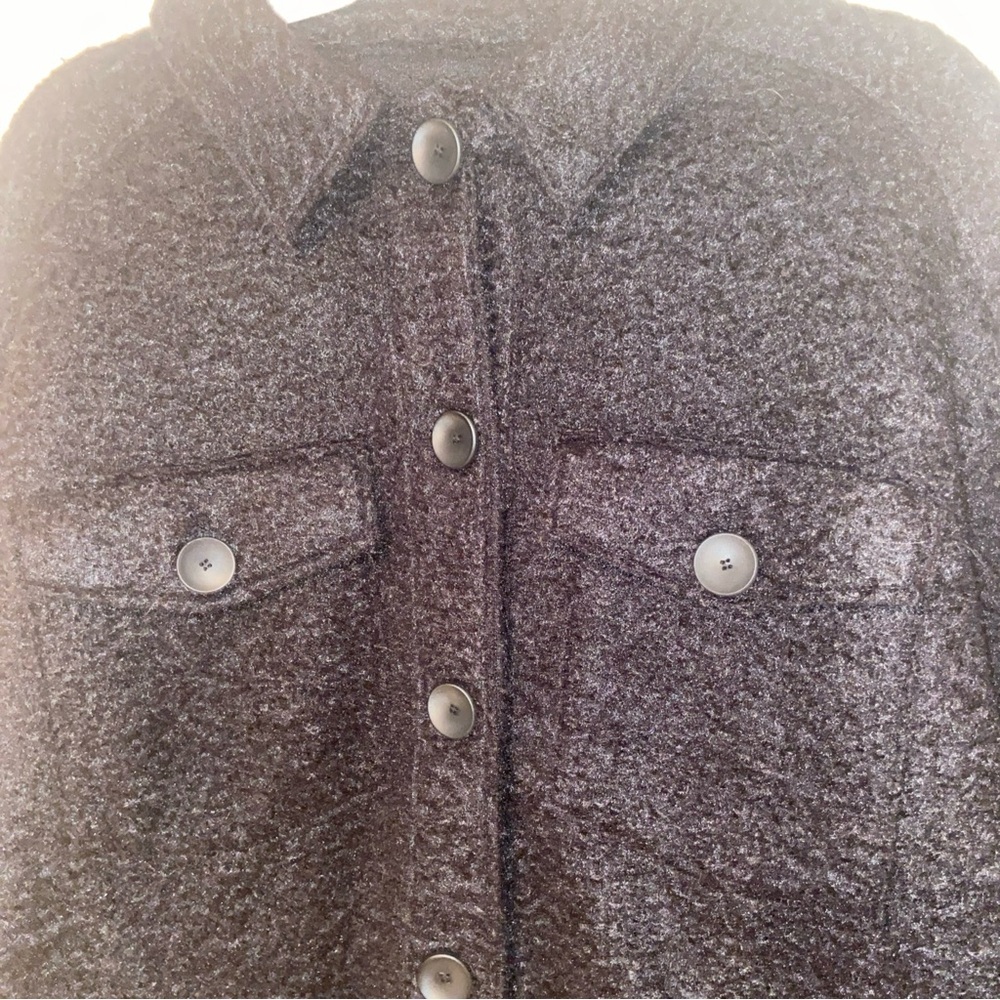 Zara Black Shacket Collared Button Up Pockets Siz… - image 4